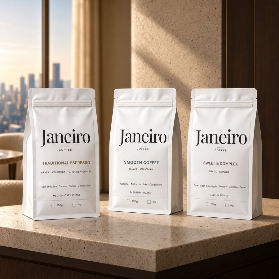 Taster Pack — Traditional Espresso, Smooth Coffee and Sweet & Complex white bags